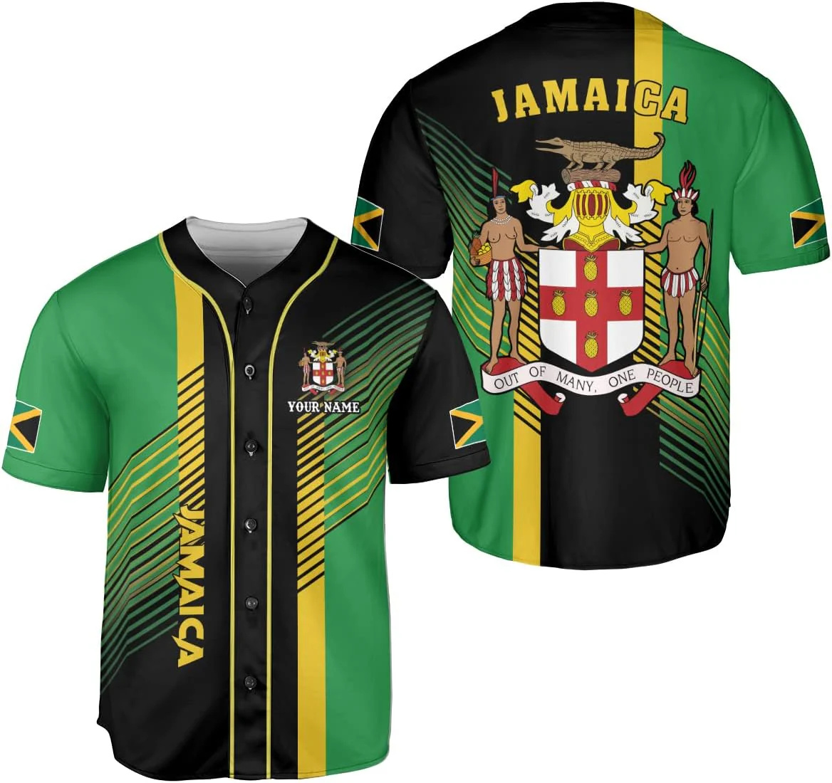 Street Fashion Jersey - Gepersonaliseerde naam Jamaica ontwerppatronen 3D-geprint mode