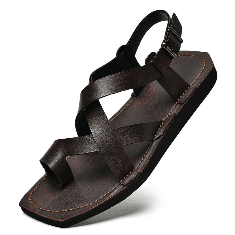 Street Fashion Plus Size - Retro naaisandalen Slipper Antislip lederen slippers