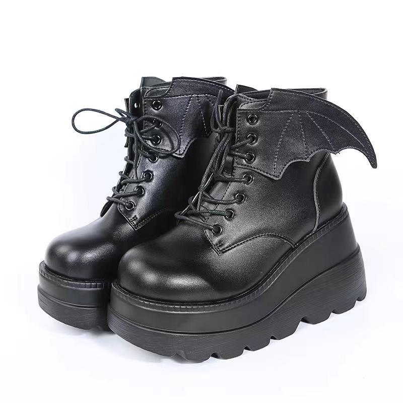 Street Fashion Plus Size - Dames Gothic Bat Wing Platform Enkellaarzen