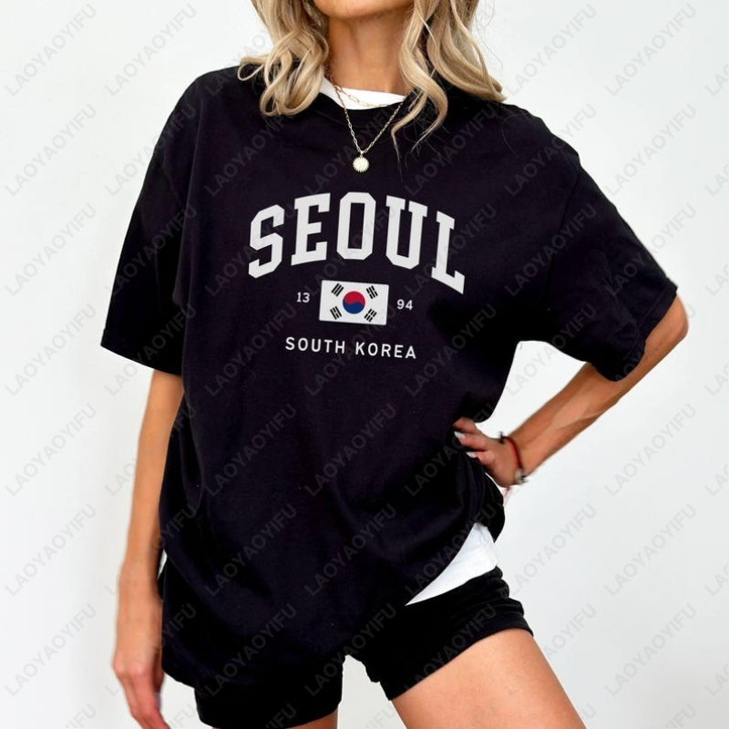 Street Fashion Seoul - Seoul Zuid-Koreaanse vlag unisex tees vintage