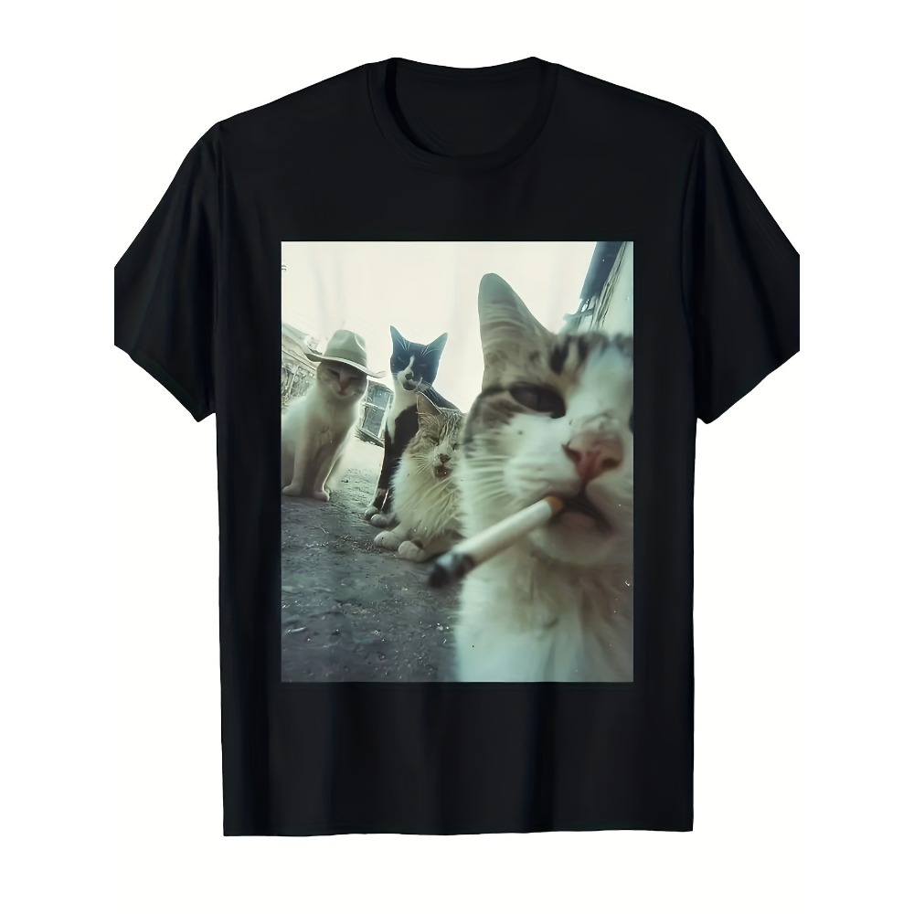 Street Fashion Logo - Rokende kat T-shirt Grappige rokende kat