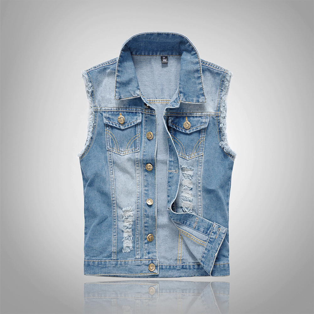 Street Fashion Jacket - Trendy motorrijderskleding voor heren: lichtblauw denim