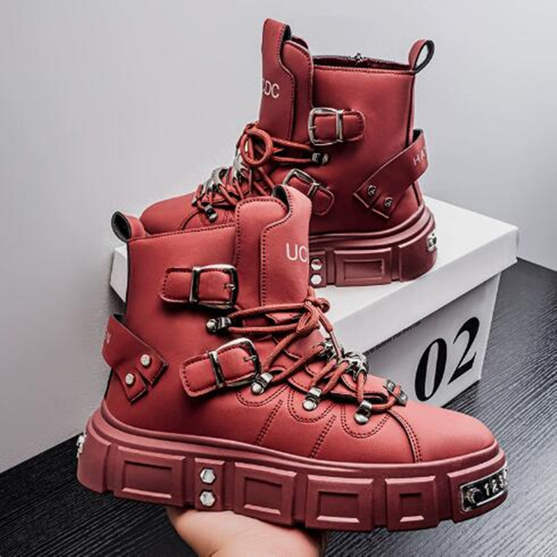 Street Fashion Luxury - Luxe rivet zwarte hoge sneakers voor