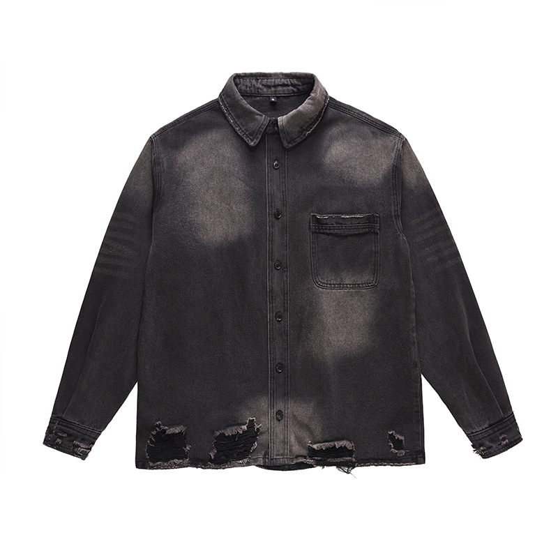 Street Fashion Jacket - Heren High Street gescheurde jeansjas Mode