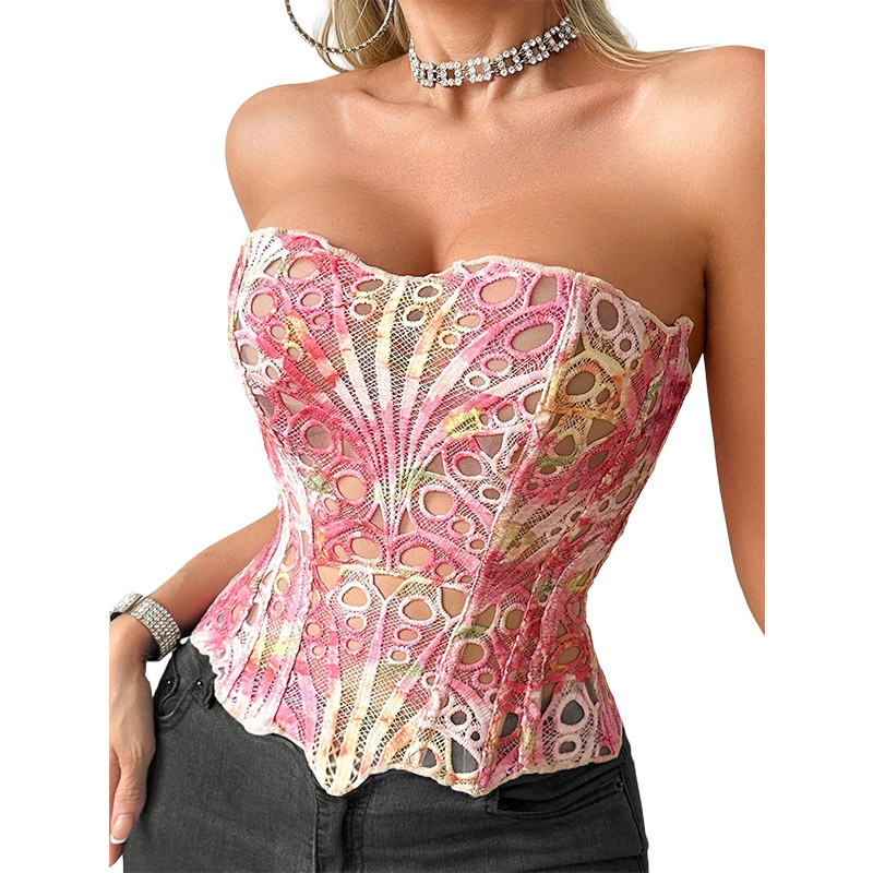 Mesh Top Layering - Sexy Bone Garment Corset Sheer Mesh