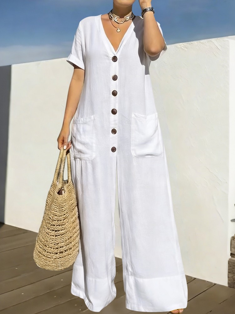 Street Fashion Plus Size - Plus Size Dameskleding Jumpsuit Zomerkleding Blauw