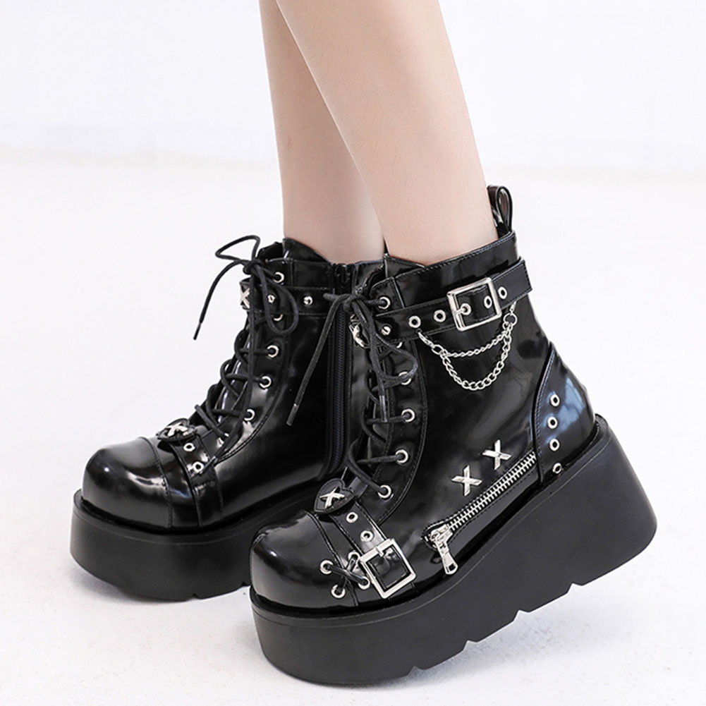 Girl Fashion Street - Nieuwe dames goth platform enkellaarzen met