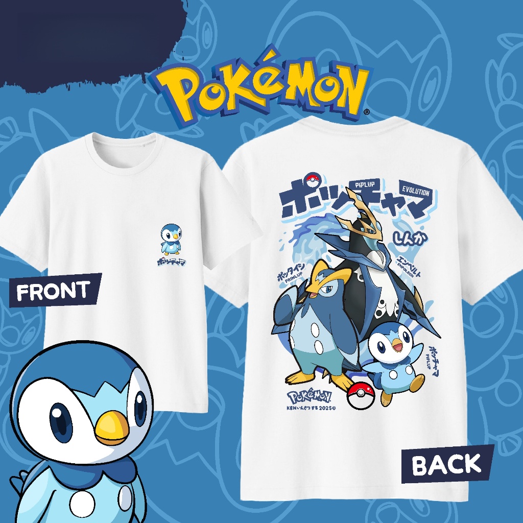 Street Fashion Of Japan - Anime Pokémon Piplup Evolution Bedrukt Katoenen