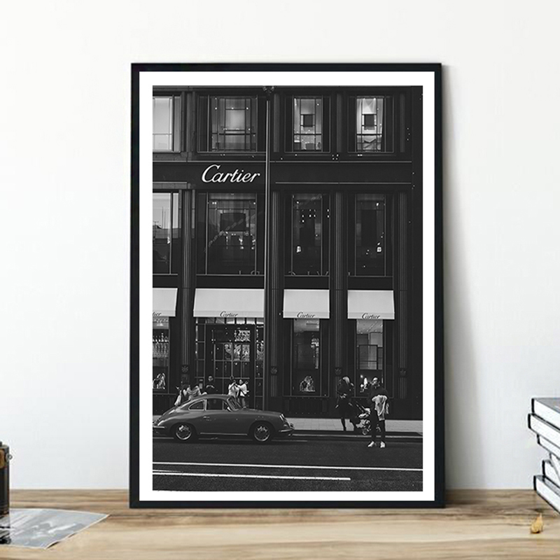 Street Fashion Photo - Europese straat canvas schilderij mode zwart