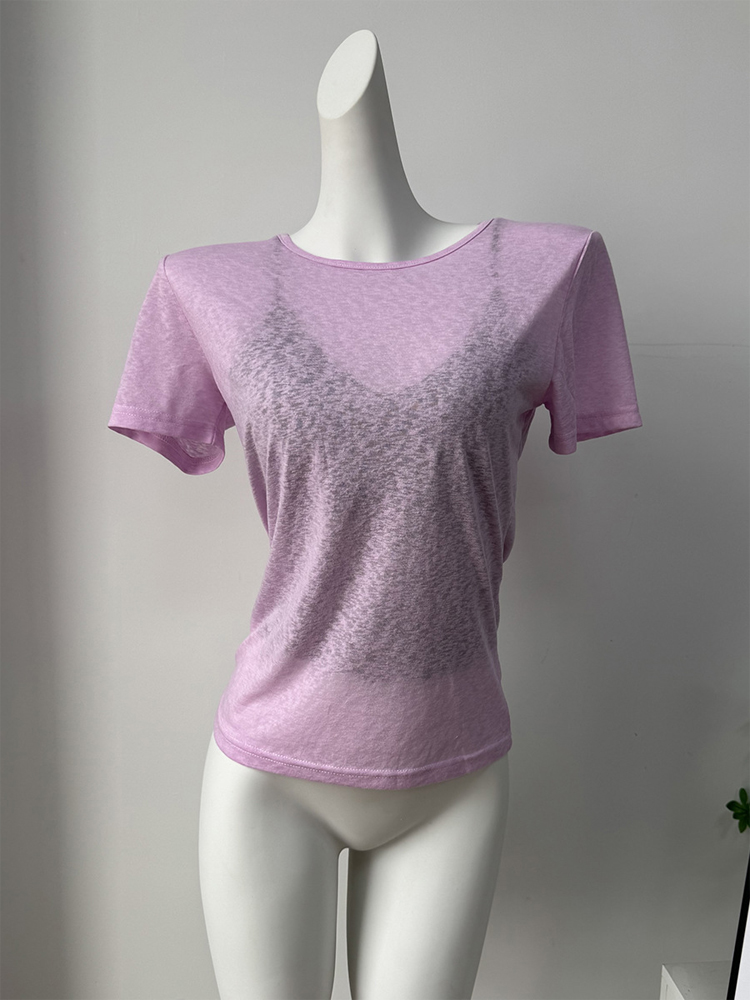 Street Fashion Com - Mode Licht Paars Slub Katoen Dames