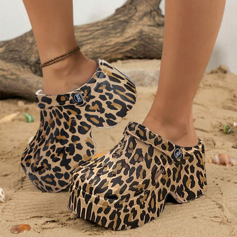 Girl Fashion Street - Luipaard Platform Klompen Voor Vrouwen Gesloten