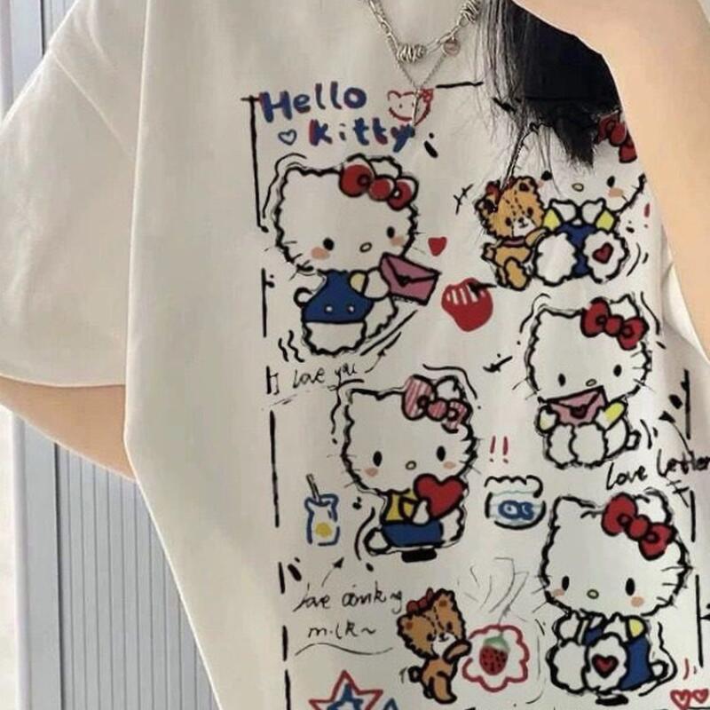 Street Fashion Us - Korte mouwen zomer Hello Kitty graffiti