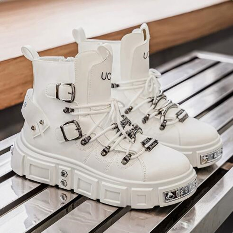 Luxe rivet zwarte hoge sneaker - Street Fashion Luxury recensie en prijs