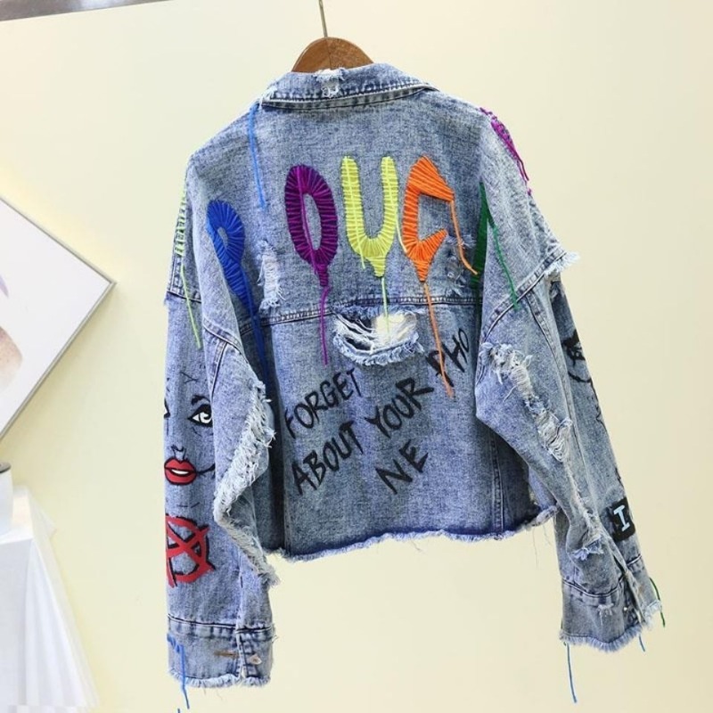 Trendy Graffiti Casual Denim K - Street Fashion Graffiti recensie en prijs