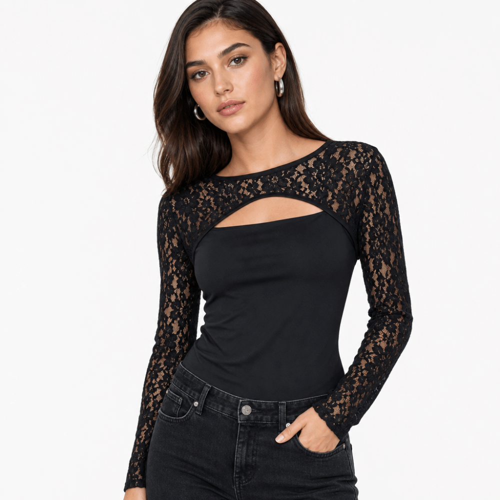 Stijlvolle effenkleurige kante - Mesh Top Layering recensie en prijs
