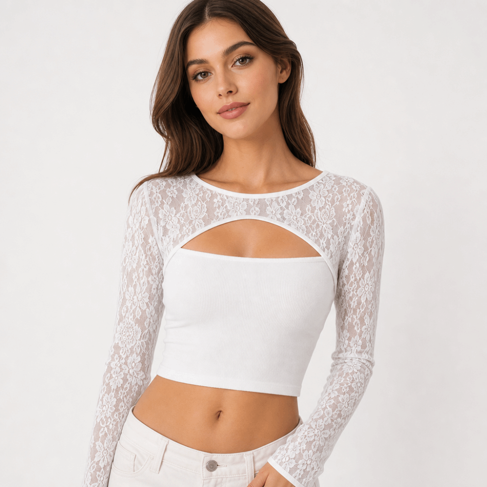 Stijlvolle effenkleurige kante - Mesh Top Layering recensie en prijs